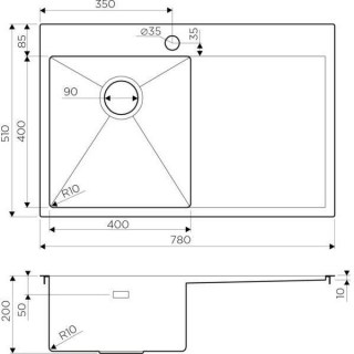 omoikiri 4973086 AKISAME 78 LG R kukhonnaya mojka zoloto