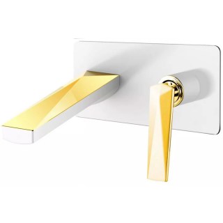 Смеситель для раковины встраиваемый Boheme Venturo 385-W белый-золото